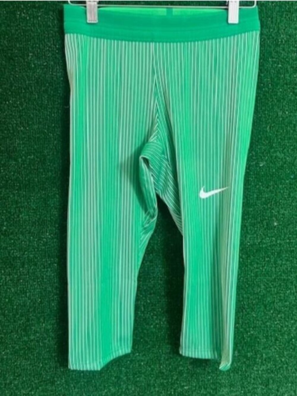 Women Nike Pro Elite Track & Field Green 3/4 Tights Pants USA AO8495-000 Size M